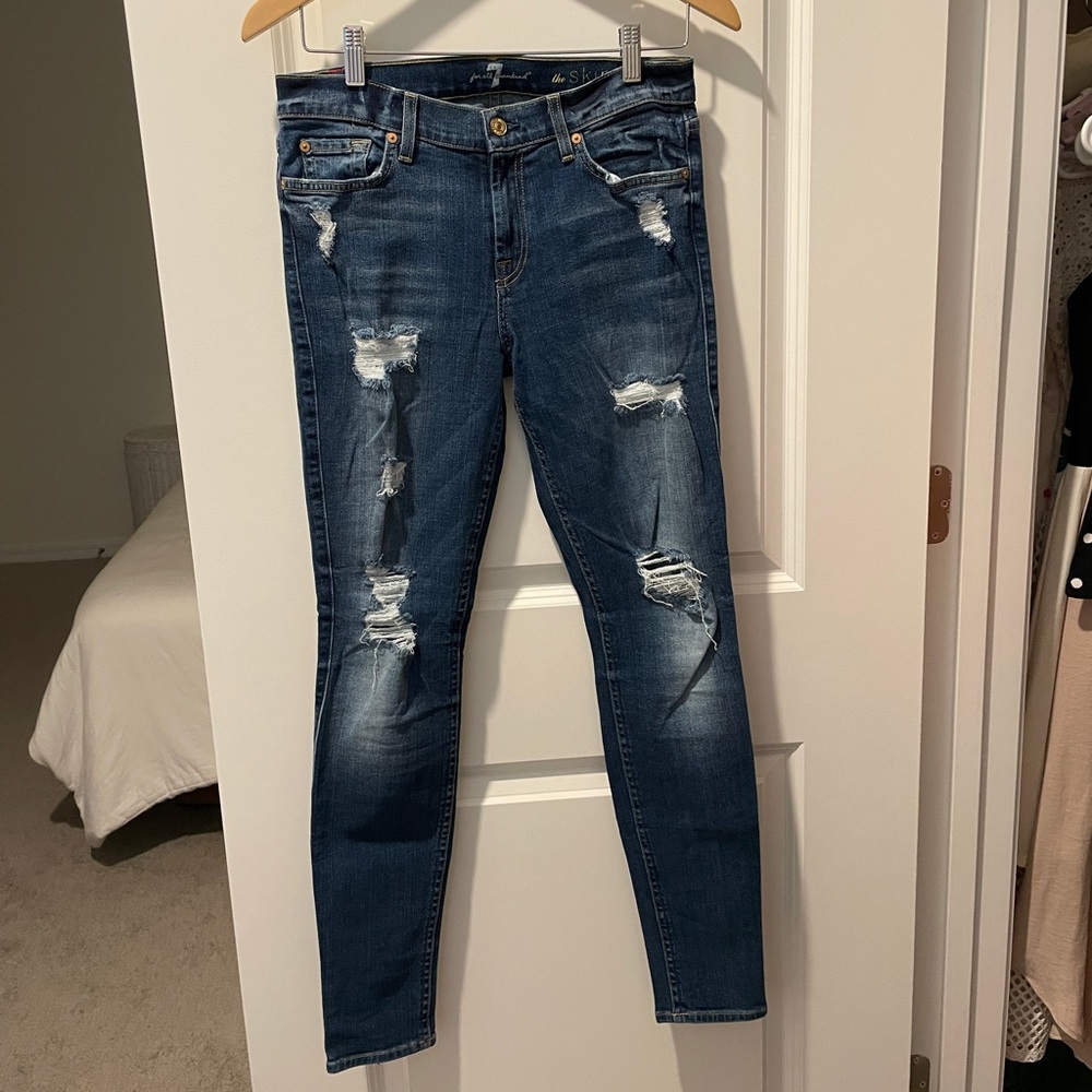 7 For All Mankind ‘The Skinny’ Distressed Skinny Jeans
